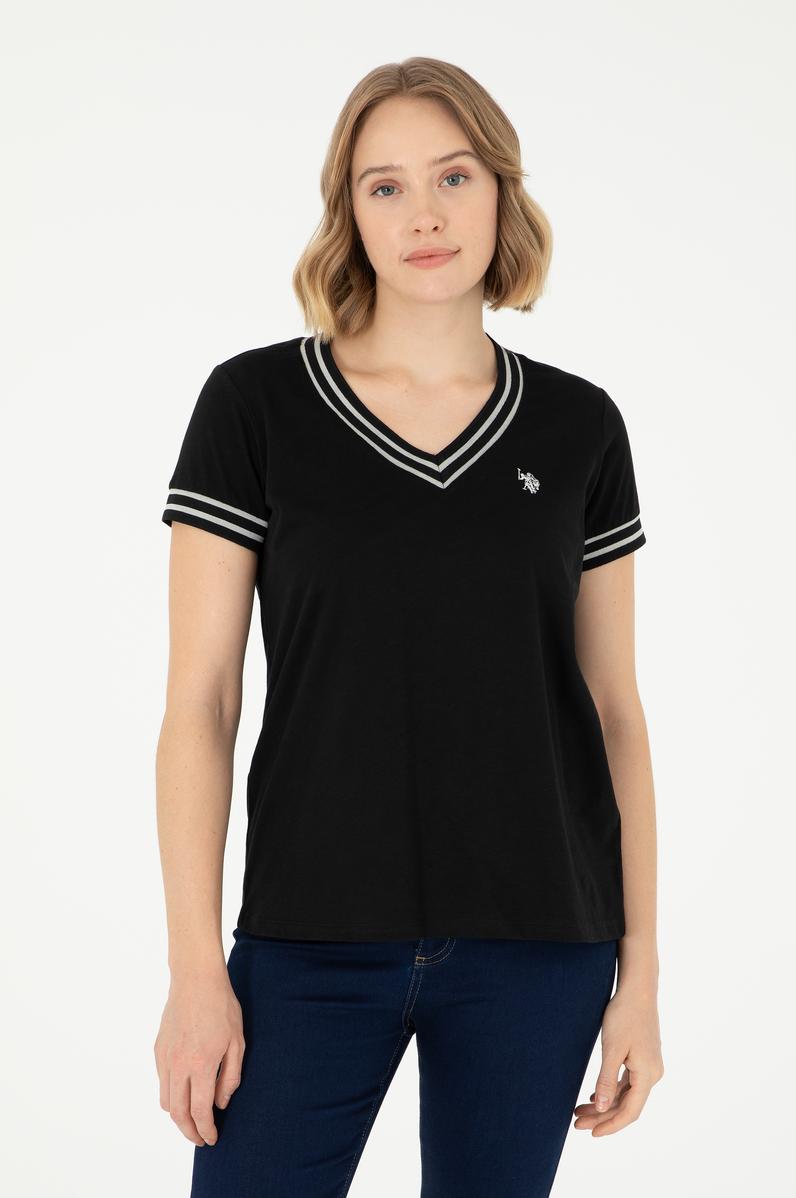 Kadın Siyah V Yaka Tişört