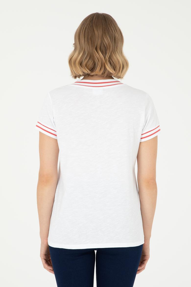 Kadın Beyaz V Yaka Tişört - 50285848022