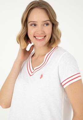 Kadın Beyaz V Yaka Tişört - 50285848022