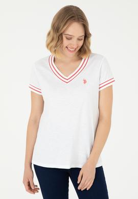 Kadın Beyaz V Yaka Tişört - 50285848022