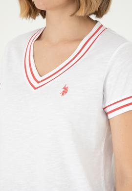 Kadın Beyaz V Yaka Tişört - 50285848022