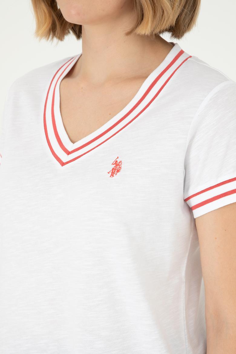 Kadın Beyaz V Yaka Tişört - 50285848022
