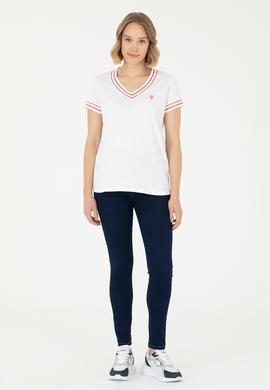 Kadın Beyaz V Yaka Tişört - 50285848022