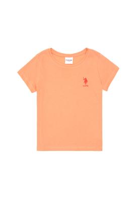 Kız Çocuk Somon Bisiklet Yaka Basic Tişört - 50295661055