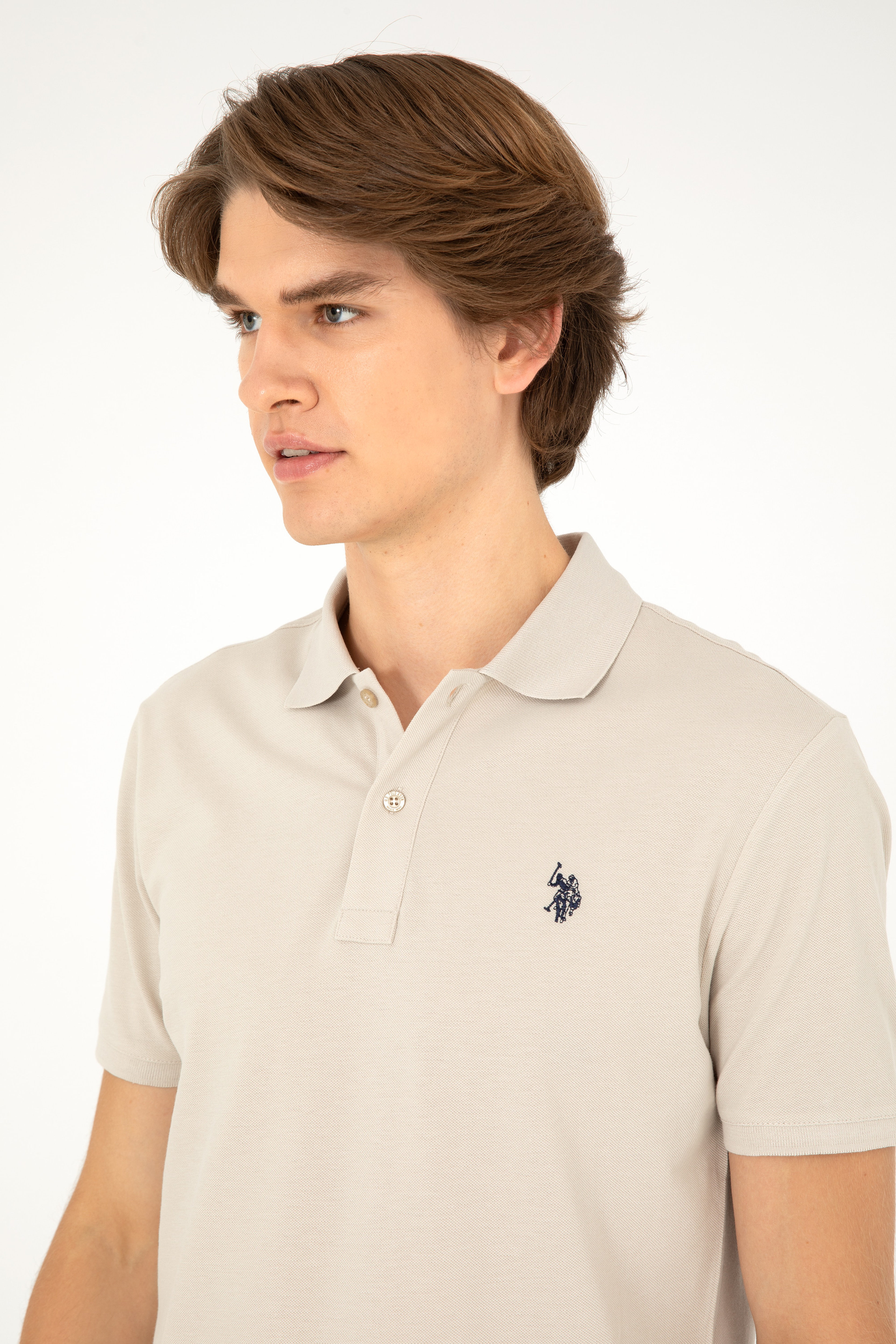 Erkek Slim Fit Polo Yaka Taş Basic Tişört
