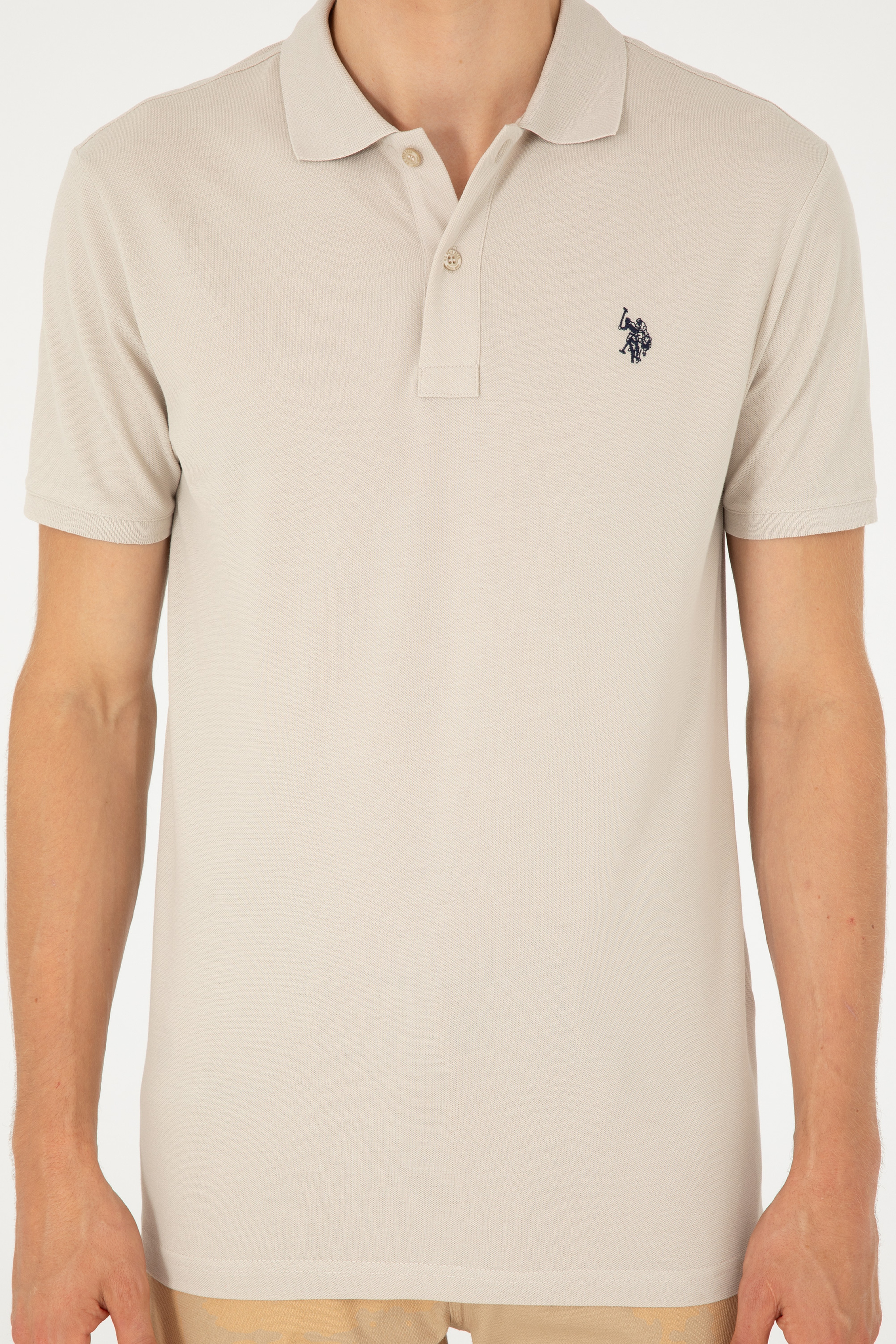 Erkek Slim Fit Polo Yaka Taş Basic Tişört - Image 6