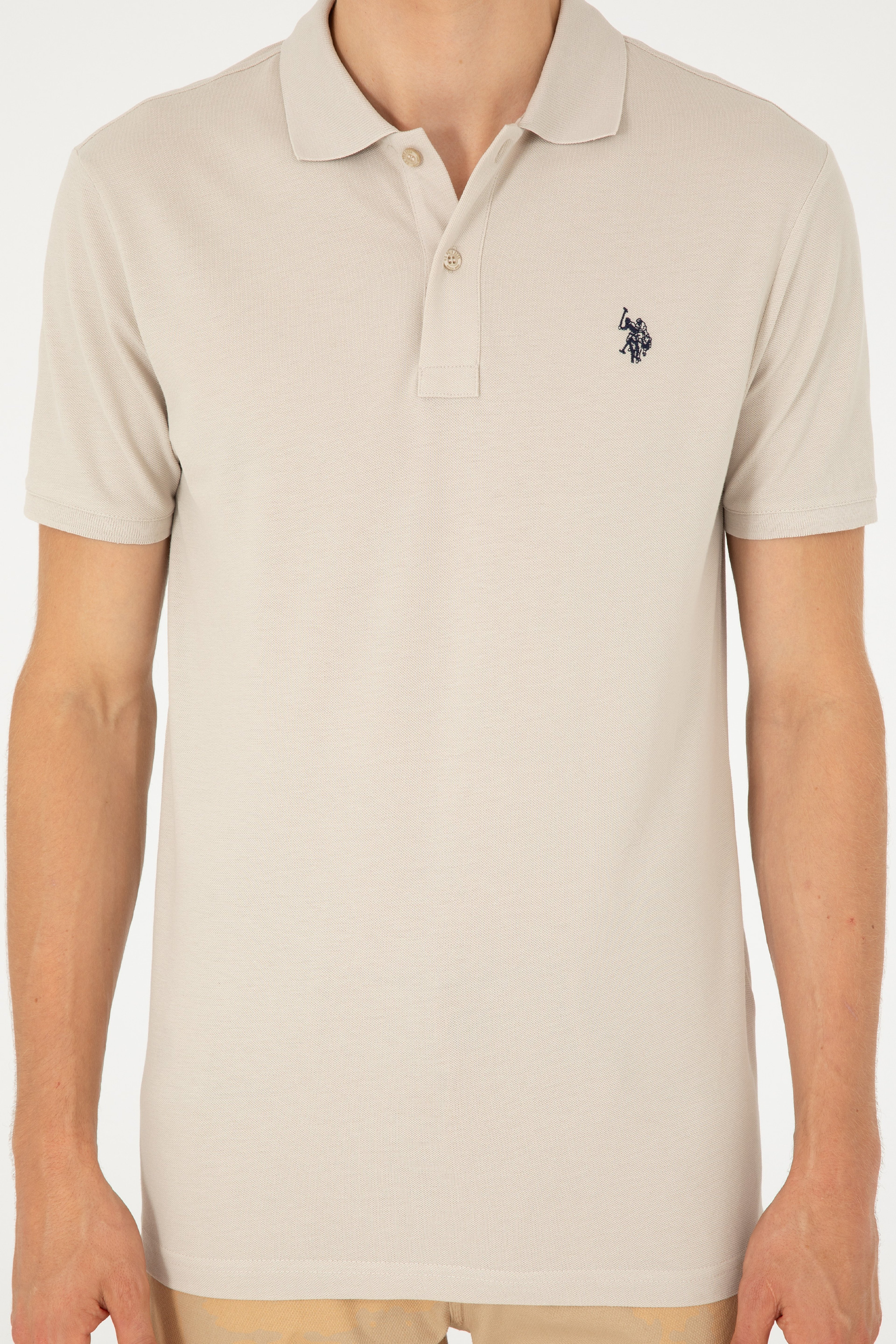Erkek Slim Fit Polo Yaka Taş Basic Tişört