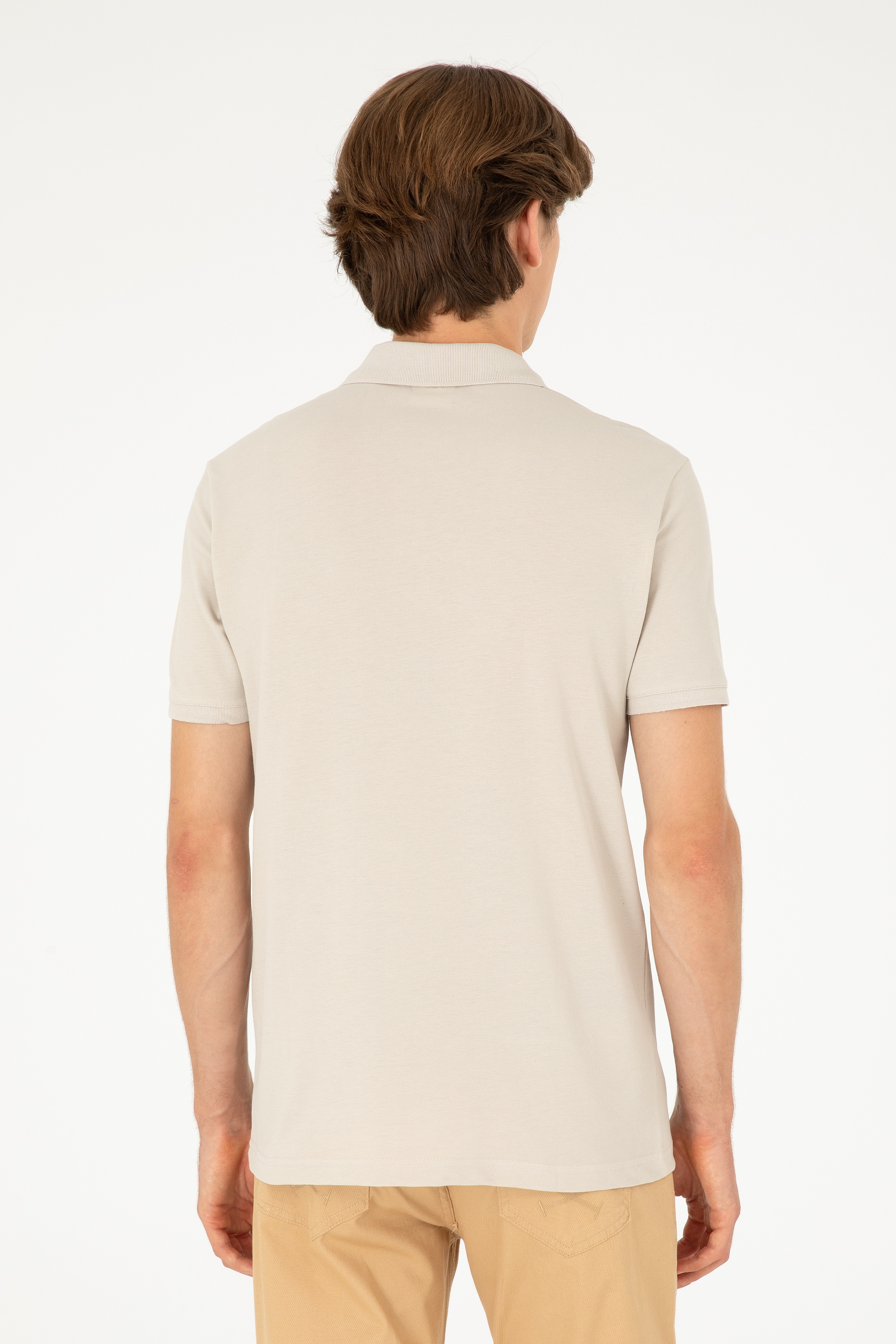 Erkek Slim Fit Polo Yaka Taş Basic Tişört