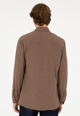 Erkek Kahverengi Uzun Kol Comfort Örme Gömlek - 50299662006