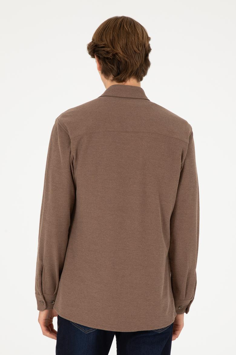 Erkek Kahverengi Uzun Kol Comfort Örme Gömlek - 50299662006