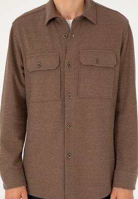 Erkek Kahverengi Uzun Kol Comfort Örme Gömlek - 50299662006