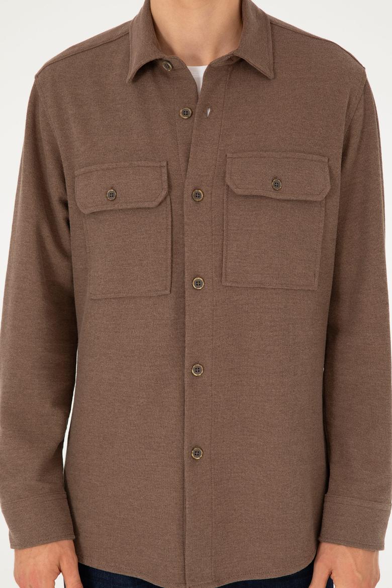 Erkek Kahverengi Uzun Kol Comfort Örme Gömlek - 50299662006