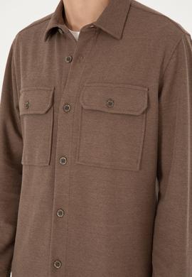 Erkek Kahverengi Uzun Kol Comfort Örme Gömlek - 50299662006