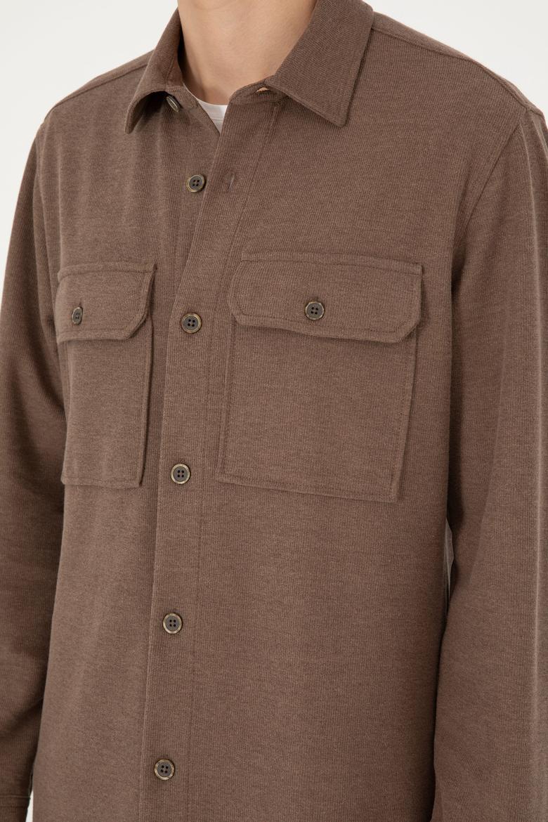 Erkek Kahverengi Uzun Kol Comfort Örme Gömlek - 50299662006