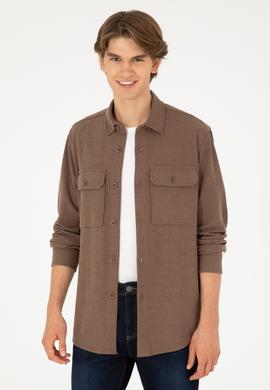 Erkek Kahverengi Uzun Kol Comfort Örme Gömlek - 50299662006