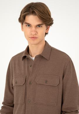 Erkek Kahverengi Uzun Kol Comfort Örme Gömlek - 50299662006