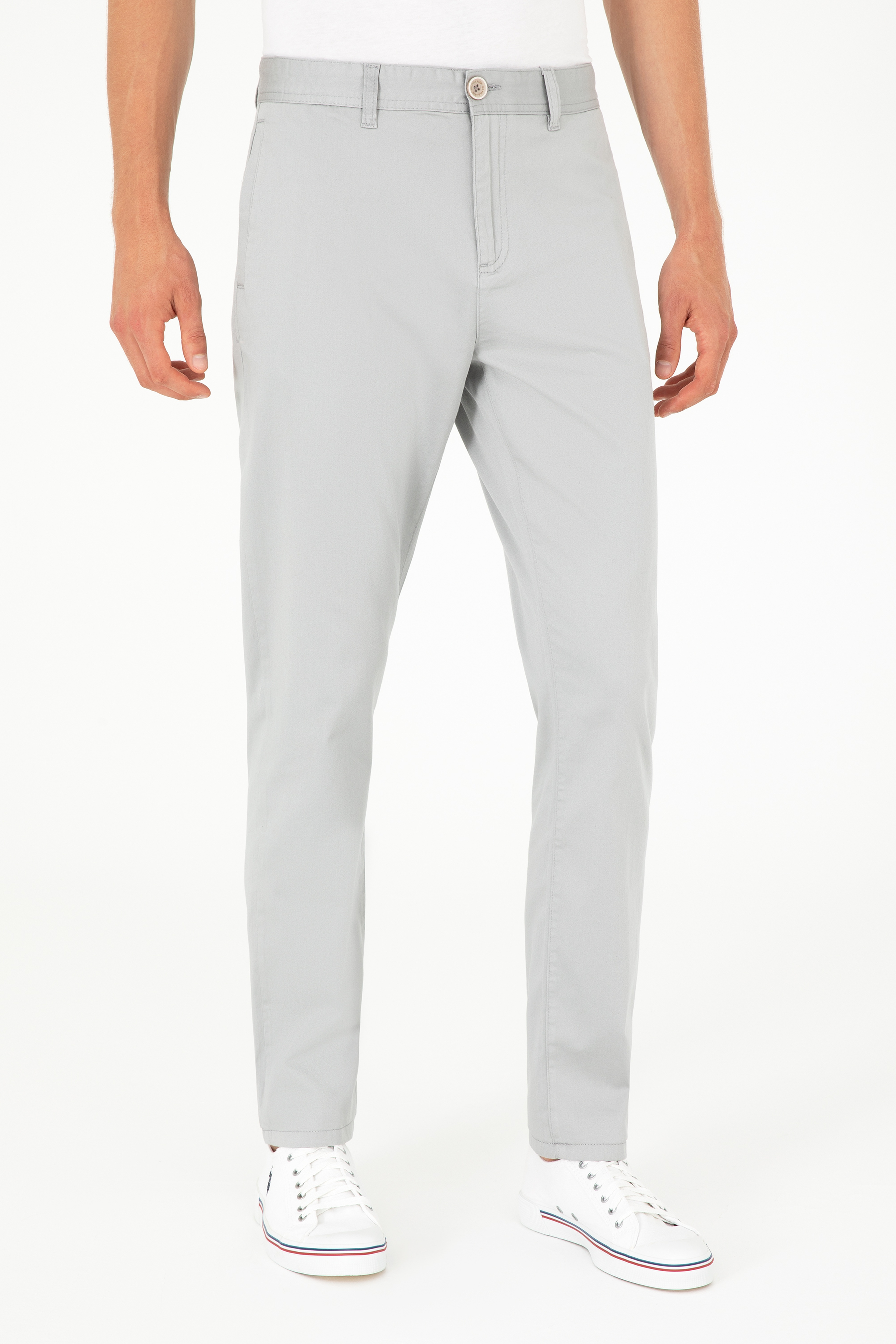 Erkek Carrot Fit Gri Kanvas Pantolon