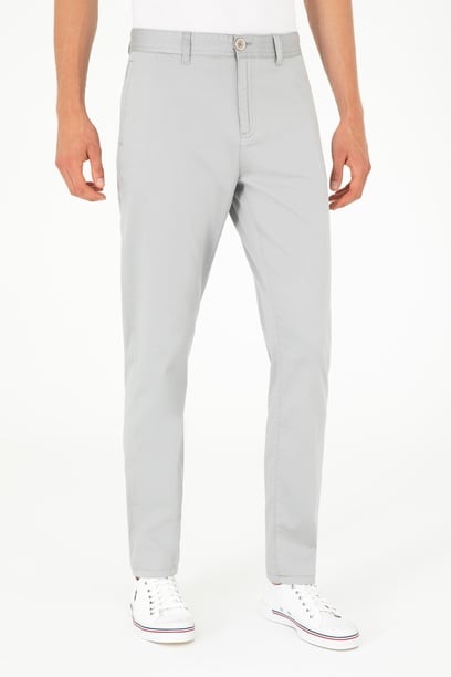 Erkek Carrot Fit Gri Kanvas Pantolon