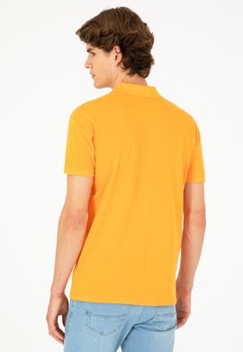 Erkek Slim Fit Polo Yaka Turuncu Basic Tişört - 50279591117