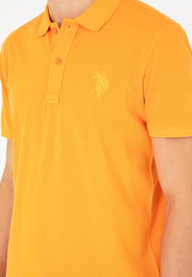 Erkek Slim Fit Polo Yaka Turuncu Basic Tişört - 50279591117