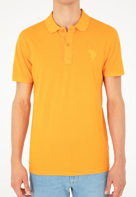Erkek Slim Fit Polo Yaka Turuncu Basic Tişört - 50279591117
