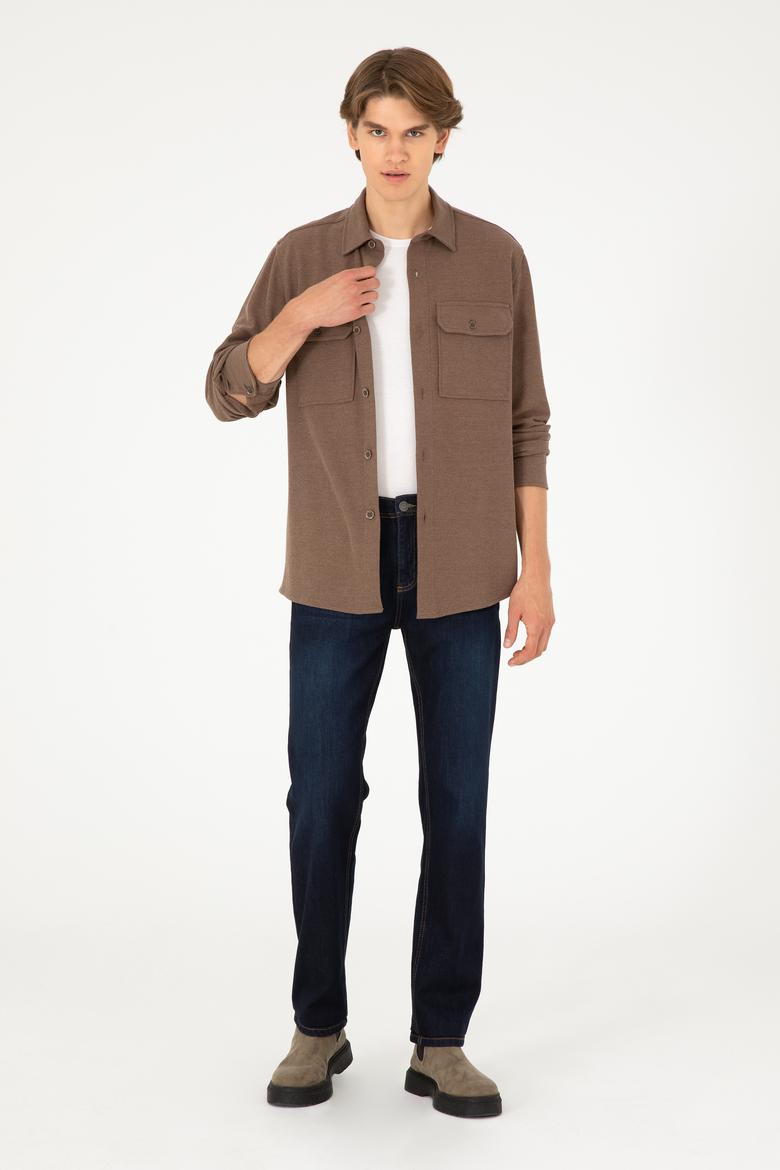 Erkek Kahverengi Uzun Kol Comfort Örme Gömlek - 50299662006