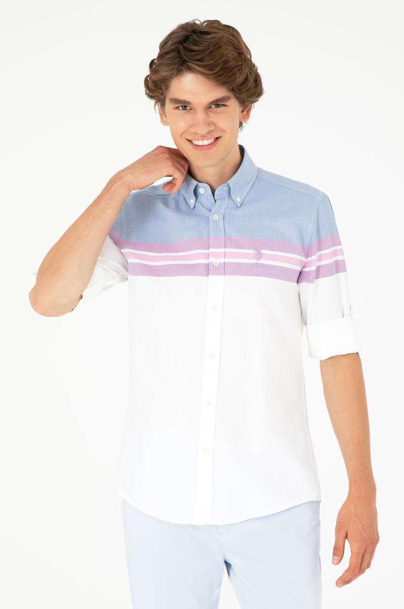 Erkek Saks Uzun Kollu Gömlek