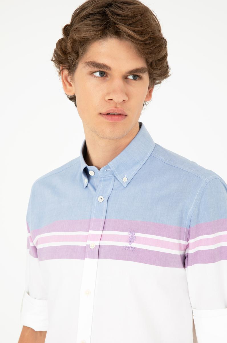 Erkek Saks Uzun Kollu Gömlek