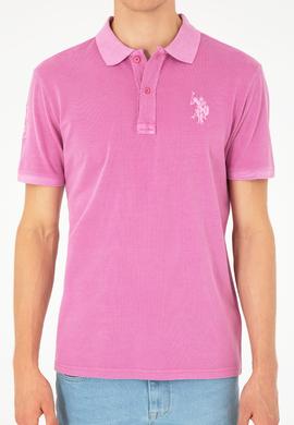 Erkek Slim Fit Polo Yaka Menekşe Basic Tişört - 50279591156