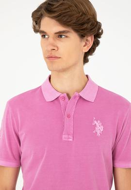 Erkek Slim Fit Polo Yaka Menekşe Basic Tişört - 50279591156