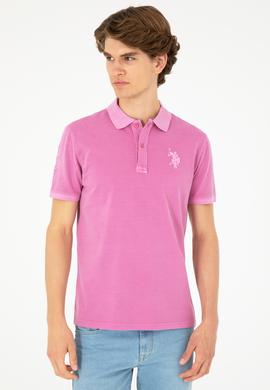 Erkek Slim Fit Polo Yaka Menekşe Basic Tişört - 50279591156