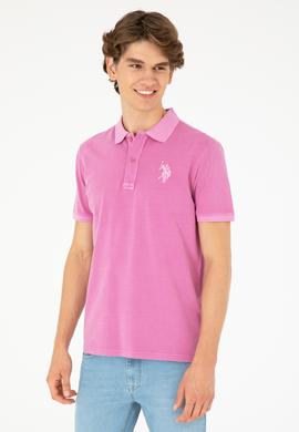 Erkek Slim Fit Polo Yaka Menekşe Basic Tişört - 50279591156