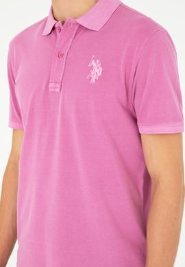 Erkek Slim Fit Polo Yaka Menekşe Basic Tişört - 50279591156