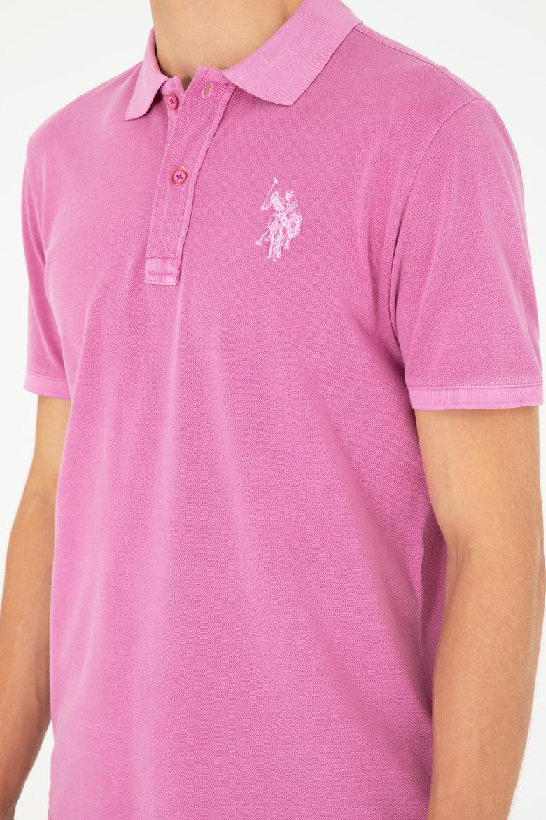 Erkek Slim Fit Polo Yaka Menekşe Basic Tişört - 50279591156