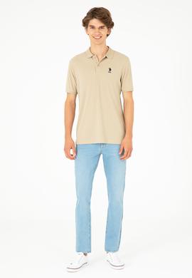 Erkek Regular Fit Polo Yaka Açık Haki Tişört - 50282022041