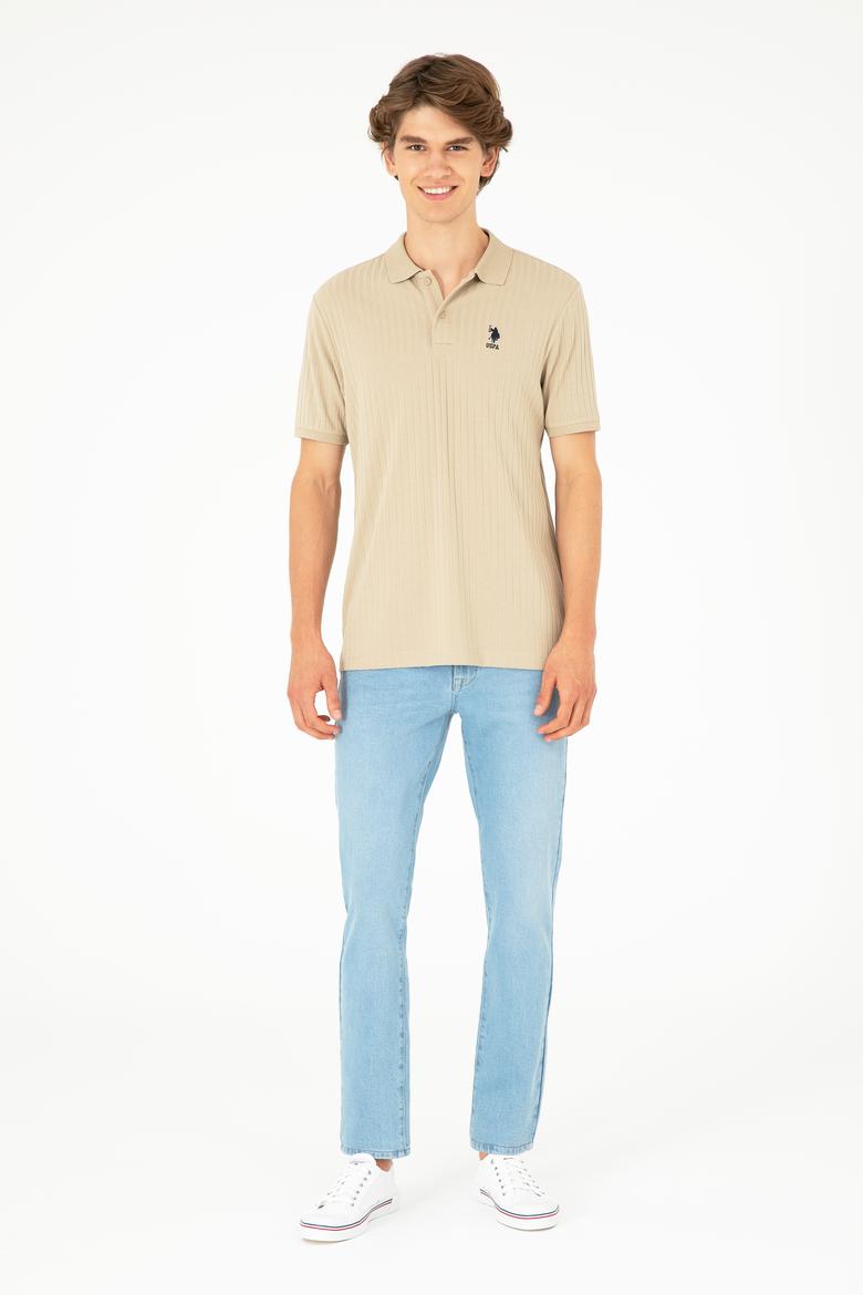 Erkek Regular Fit Polo Yaka Açık Haki Tişört - 50282022041