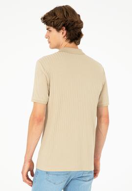 Erkek Regular Fit Polo Yaka Açık Haki Tişört - 50282022041