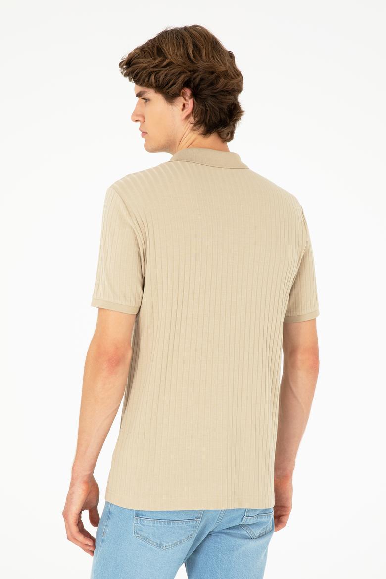 Erkek Regular Fit Polo Yaka Açık Haki Tişört - 50282022041