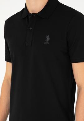 Erkek Slim Fit Polo Yaka Siyah Basic Tişört - 50279581024