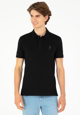 Erkek Slim Fit Polo Yaka Siyah Basic Tişört - 50279581024