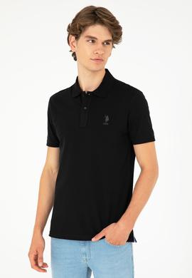 Erkek Slim Fit Polo Yaka Siyah Basic Tişört - 50279581024