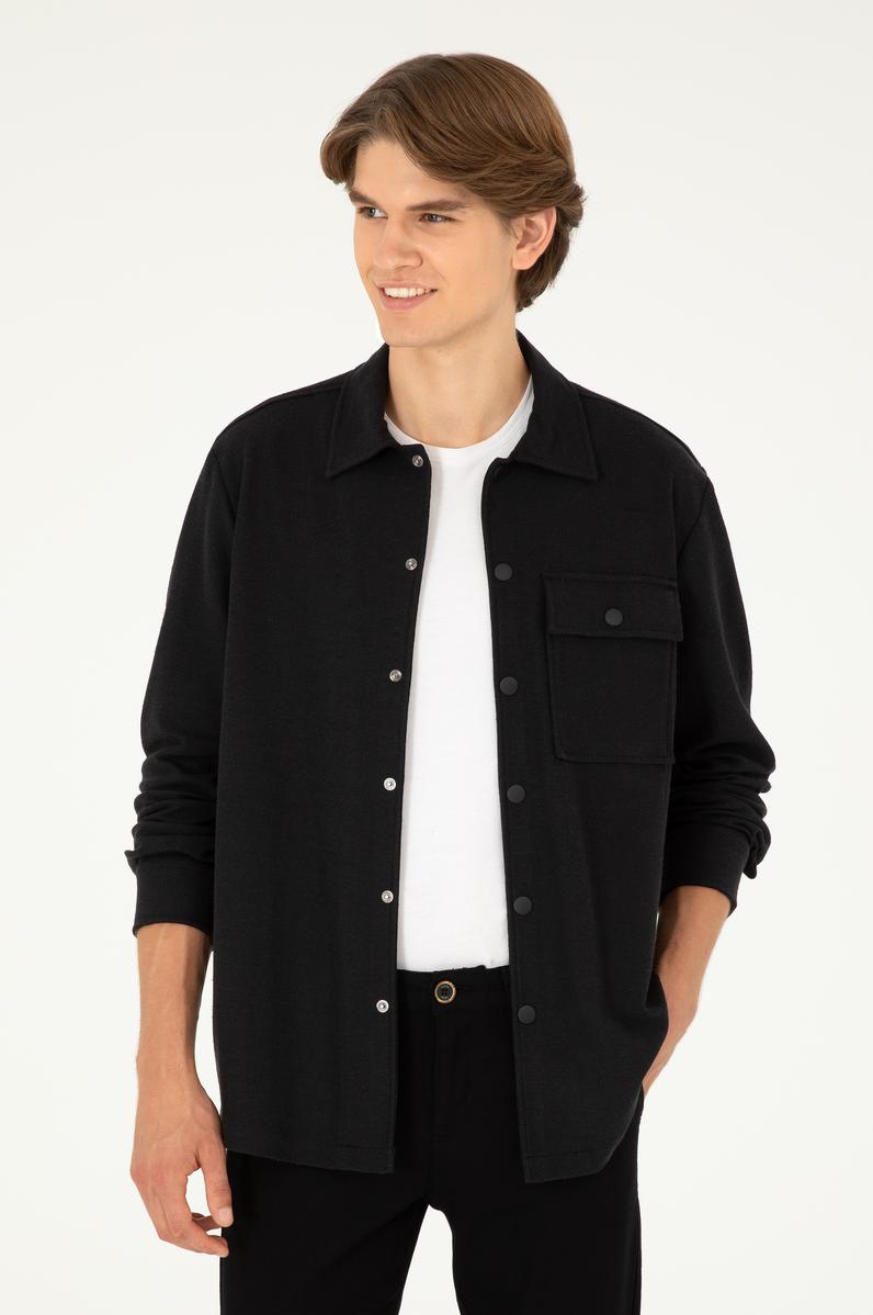 Erkek Siyah Örme Gömlek