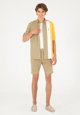 Erkek Açık Haki Dokuma Şort - 50283948060