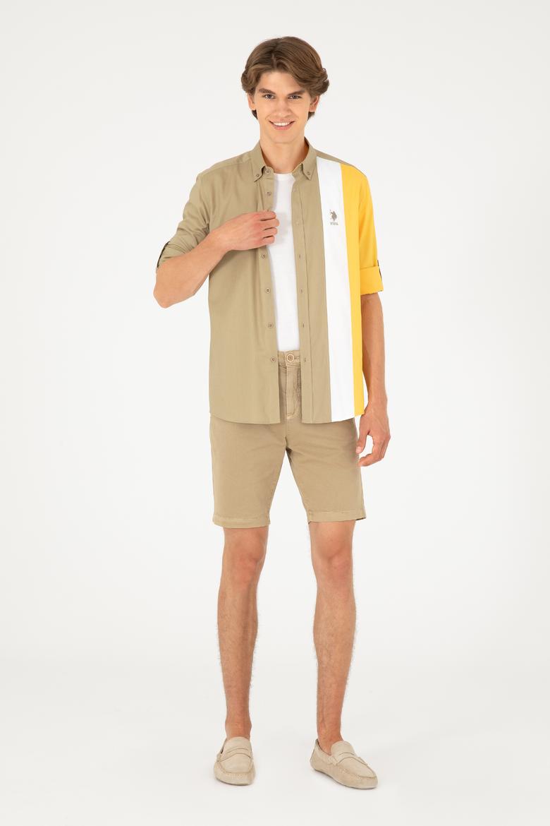 Erkek Açık Haki Dokuma Şort
