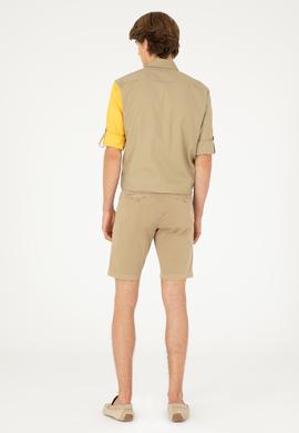 Erkek Açık Haki Dokuma Şort - 50283948060