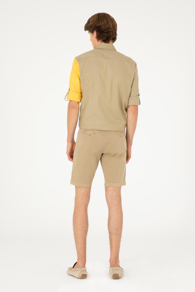 Erkek Açık Haki Dokuma Şort - 50283948060