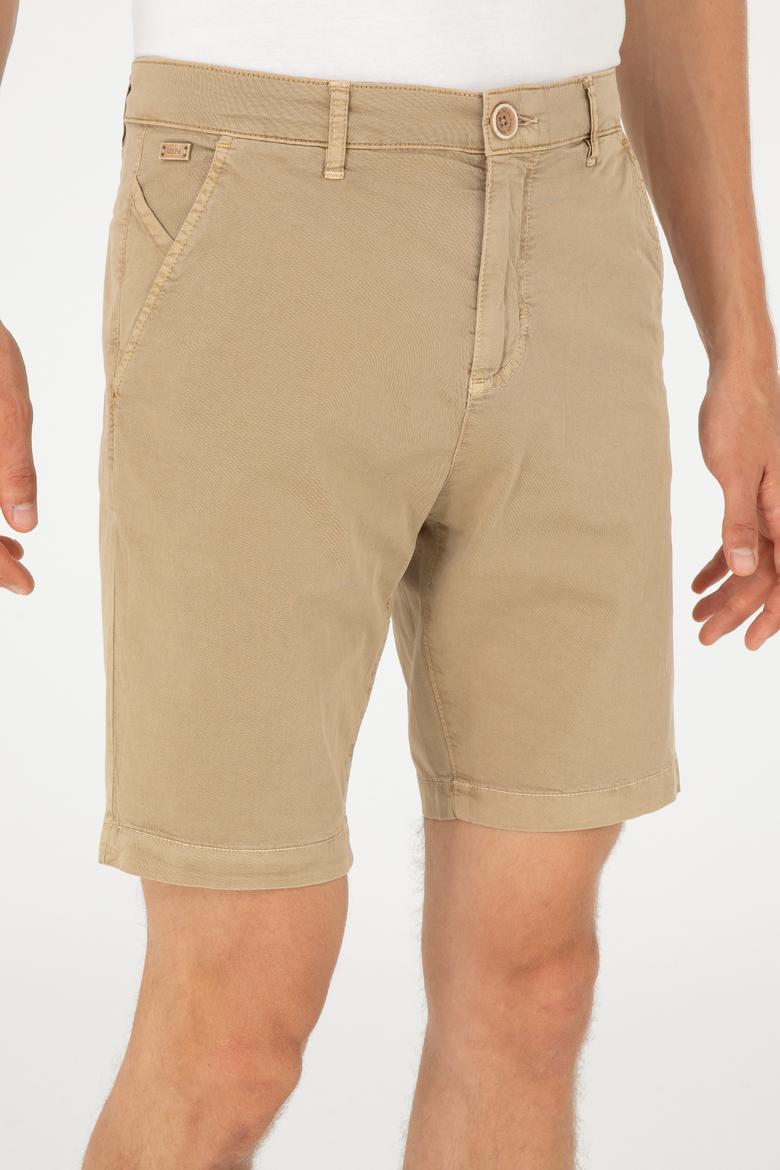 Erkek Açık Haki Dokuma Şort - 50283948060