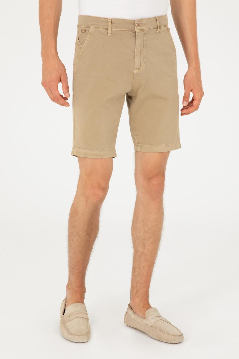 Erkek Açık Haki Dokuma Şort