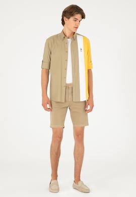 Erkek Açık Haki Dokuma Şort - 50283948060