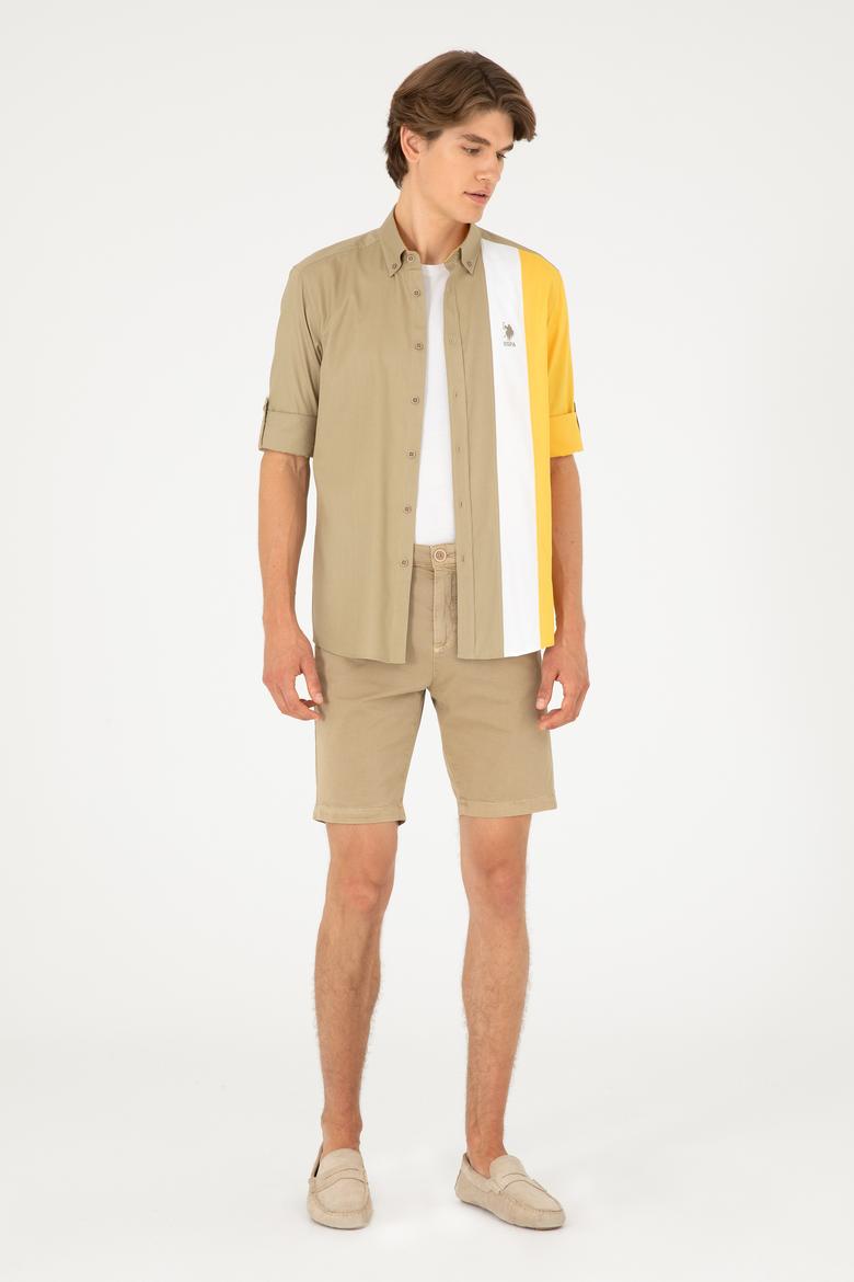 Erkek Açık Haki Dokuma Şort - 50283948060